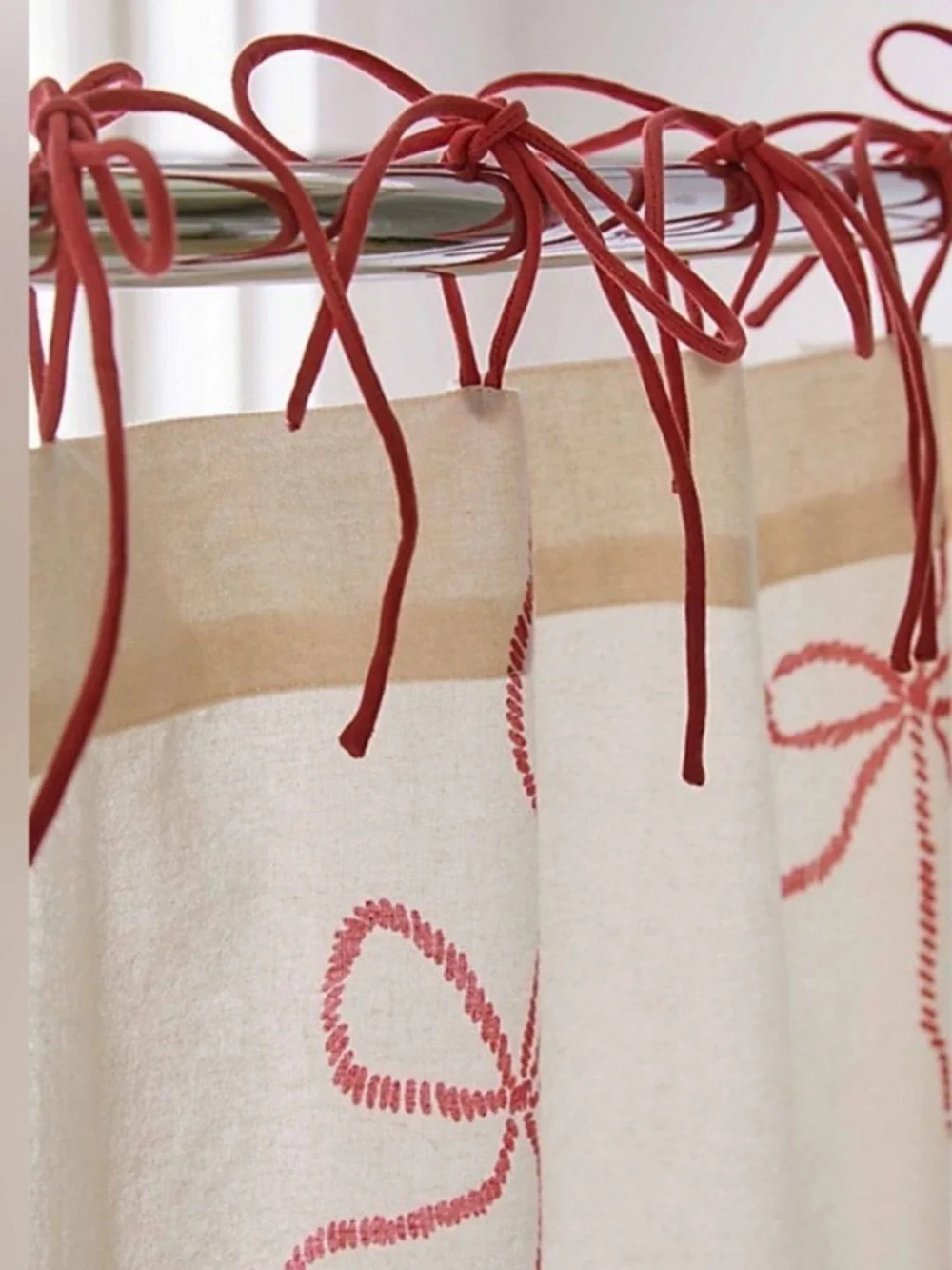 Urban Outfitters Lacey Bows Cotton Shower Curtain Pink Cream Coquette 72x72